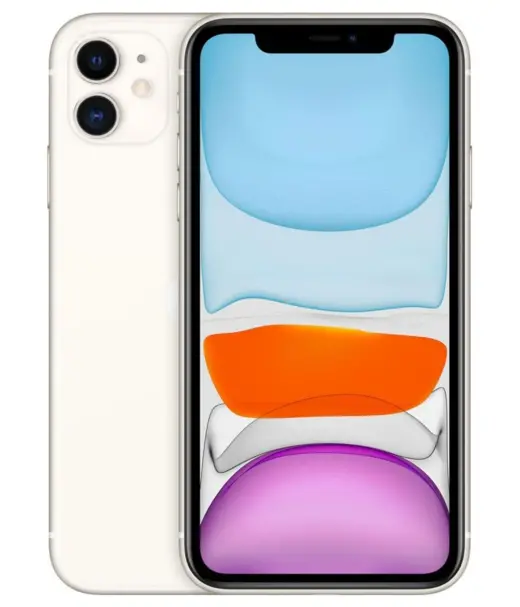 Apple iPhone 11 in white with colorful home screen display