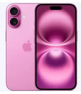 Apple iPhone 16 Plus in pink color showcasing dual cameras and vibrant display