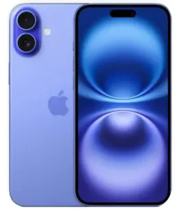 Apple iPhone 16 in purple color showcasing front and back design