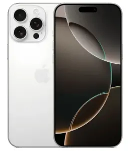 Apple iPhone 16 Pro Max in silver with triple camera and sleek design