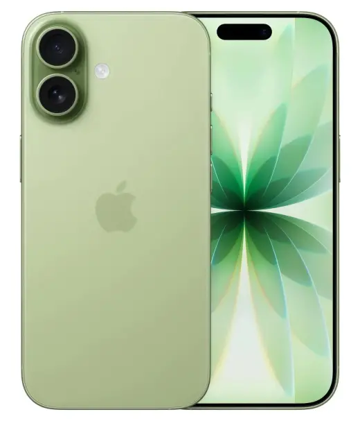 Apple iPhone 17 in green color showcasing dual cameras and vibrant display