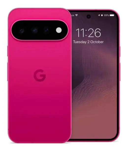 Google Pixel 11 smartphone in vibrant pink color with a sleek design and camera setup