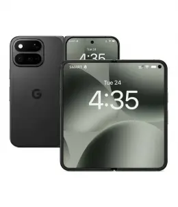 Google Pixel 11 Pro Fold smartphone showcasing dual screens and camera features.