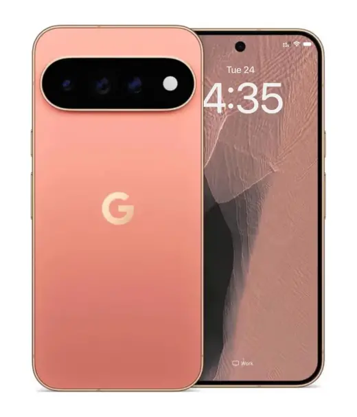 Google Pixel 11 Pro smartphone in pink color with camera and screen display