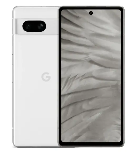 Google Pixel 7a smartphone showcasing its sleek design and dual camera setup.
