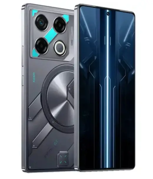Infinix GT 20 Pro smartphone showcasing a sleek design with triple camera setup and vibrant display.