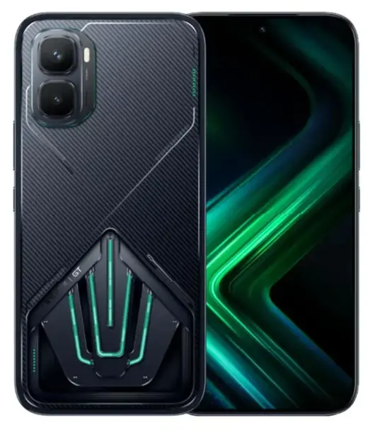 Infinix GT 50 Pro smartphone showcasing a sleek design with dual cameras and vibrant display.