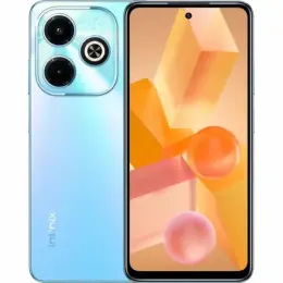 Infinix Hot 40i smartphone with a blue gradient design and vibrant display