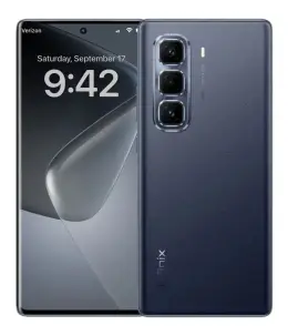 Infinix Hot 50 Pro Plus smartphone showcasing front and back design with triple camera setup
