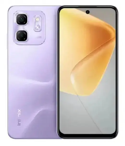 Infinix Hot 50i smartphone in purple color with dual cameras and large display