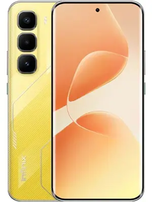 Infinix Hot 60 Pro smartphone in yellow with triple camera setup