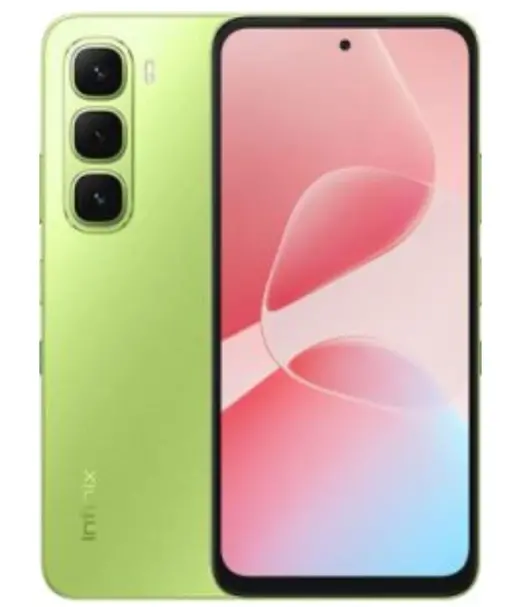 Infinix Hot 60i smartphone in green color with triple camera setup