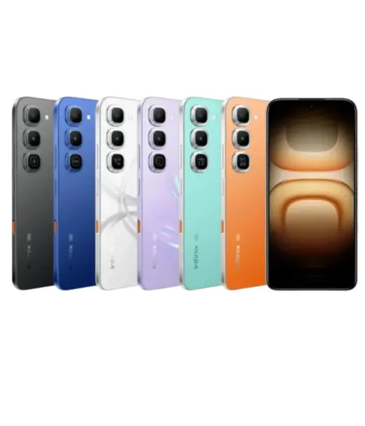 Infinix Hot 70 Pro smartphones in various colors lined up together