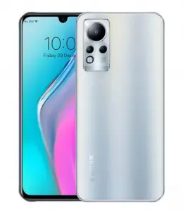 Infinix Note 11 smartphone showcasing front and back design with a vibrant display.