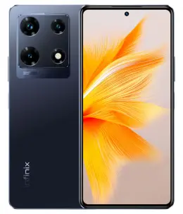 Infinix Note 30 Pro smartphone showcasing a sleek design and triple camera setup.