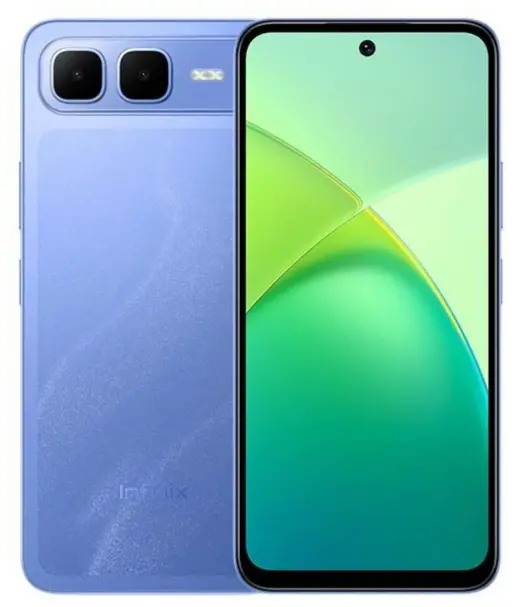 Infinix Smart 10 Plus smartphone in blue color with dual rear cameras and vibrant display