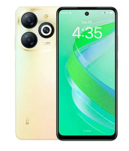 Infinix Smart 8 Pro smartphone showcasing its design and display