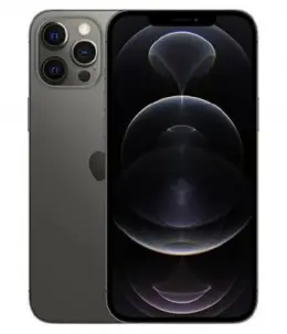 iPhone 12 Pro Max in graphite color showcasing triple camera and display