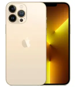 iPhone 13 Pro Max in gold color showcasing its camera and display