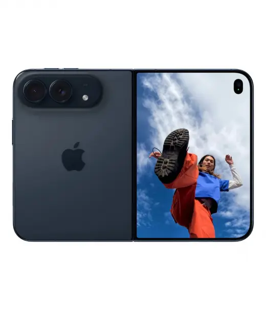 Apple iPhone 18 Duo showcasing its foldable design with a vibrant display and a person in action.