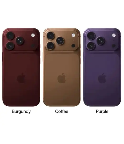 iPhone 18 Pro Max in Burgundy, Coffee, and Purple colors showcasing camera design.