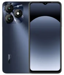 Itel A70 smartphone showcasing its sleek design and triple camera setup.