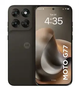 Motorola Moto G77 smartphone showcasing its sleek design and display.