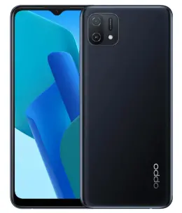 Oppo A16K smartphone in black color showcasing its design and display