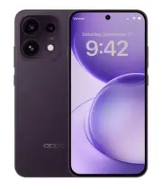 Oppo Reno 16 smartphone in purple with dual rear cameras and vibrant display