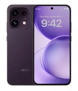 Oppo Reno 16 smartphone in purple with dual rear cameras and vibrant display