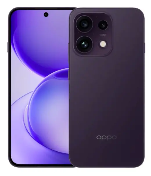 Oppo Reno 16 smartphone in purple color with dual camera setup