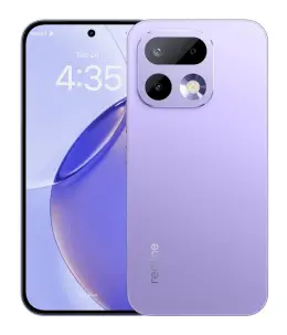 Realme 16 Pro smartphone in lavender color with dual camera setup