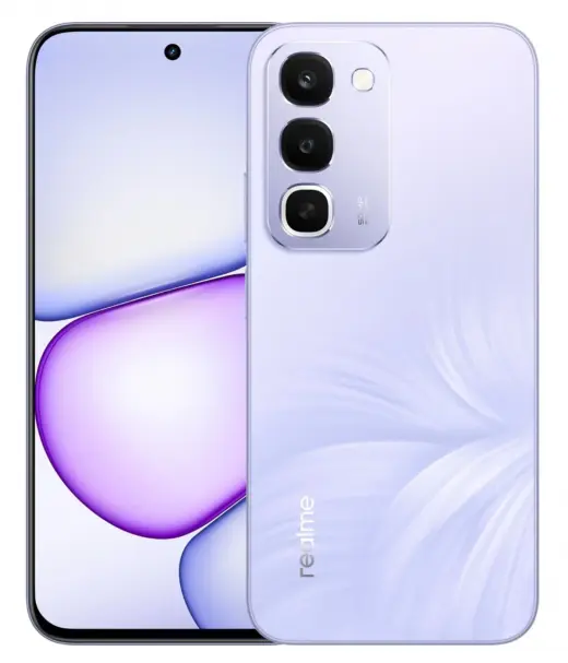 Realme C100 smartphone showcasing its sleek design and triple camera setup.