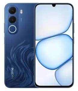 Realme C100x smartphone in blue color with dual cameras and modern design.