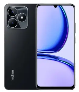 Realme C53 smartphone showcasing sleek design and dual camera setup.