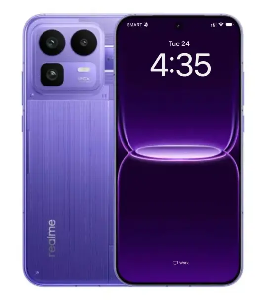 Realme Neo 8 smartphone in purple with triple camera setup and vibrant display