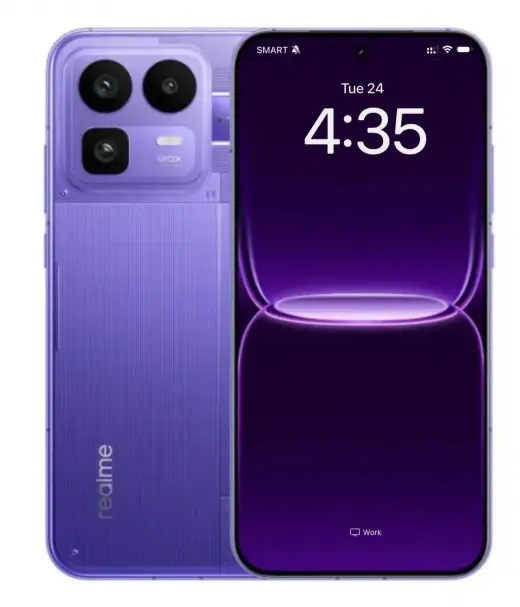 Realme Neo 8 smartphone in purple with triple camera setup and vibrant display