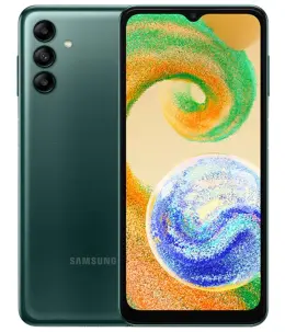 Samsung Galaxy A04s smartphone in green color with triple camera setup and vibrant display