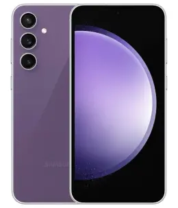 Samsung Galaxy S23 FE smartphone in purple color with triple camera setup