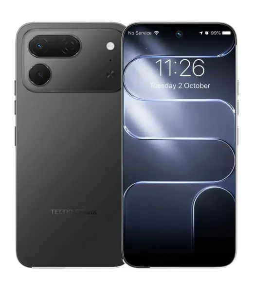 Tecno Spark 50 Pro smartphone showcasing front and back design