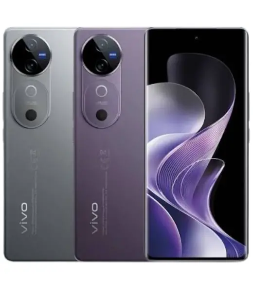 Vivo V40 smartphone in gray and purple colors showcasing dual camera design