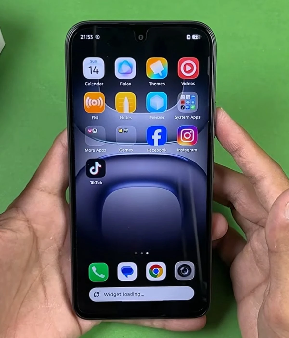 Infinix Hot 70 Pro smartphone displaying app icons on screen