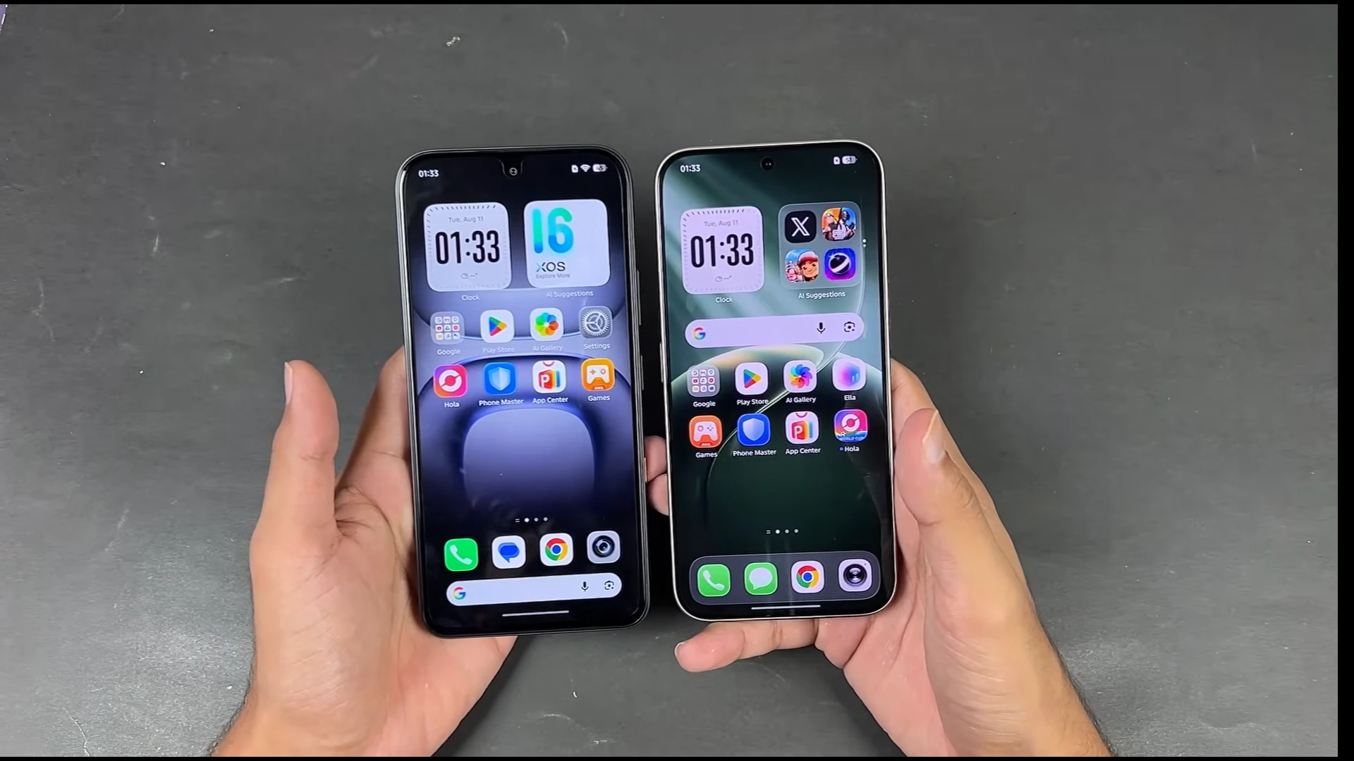 Infinix Hot 70 Pro and Tecno Camon 50 Pro smartphones side by side