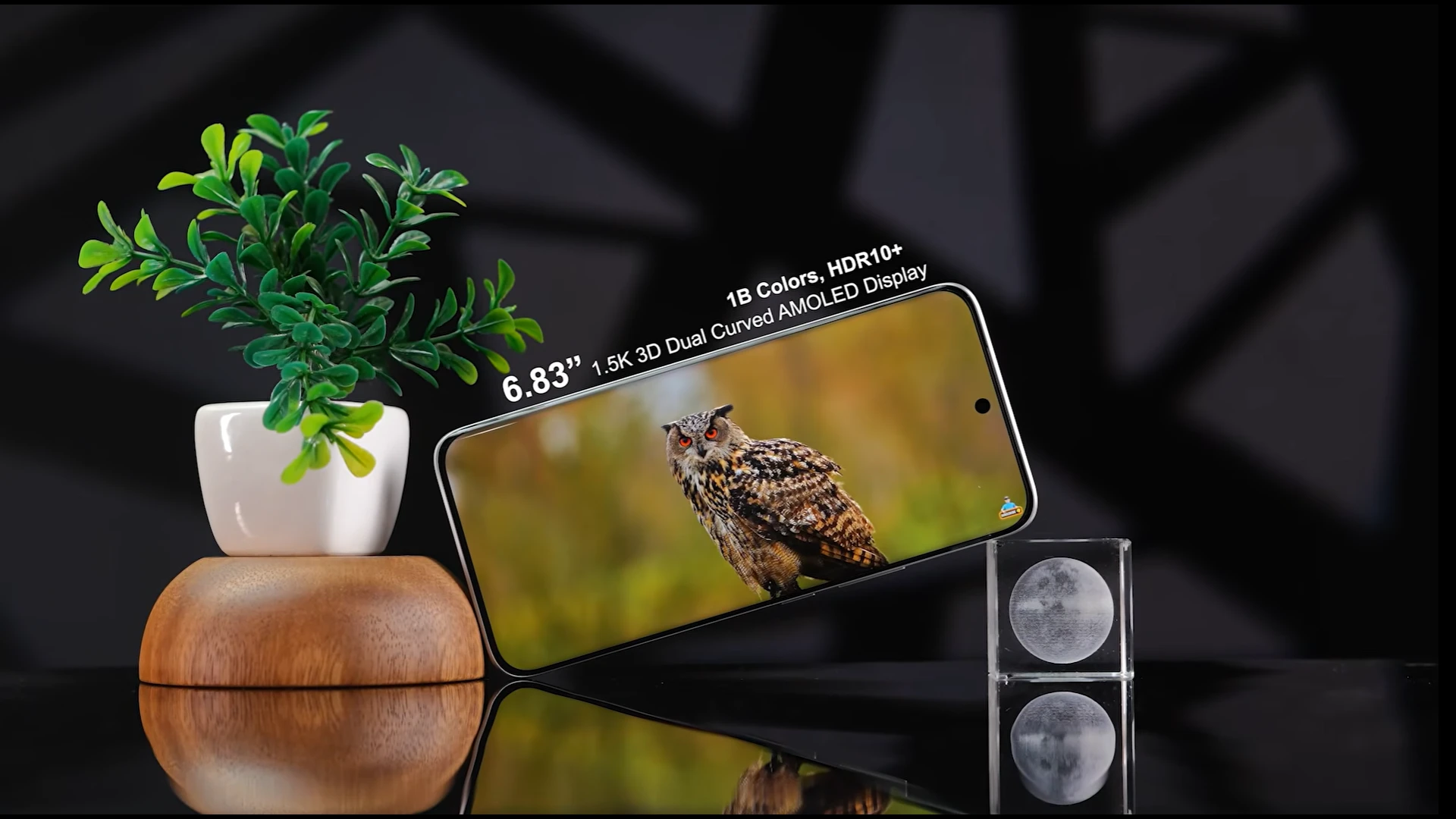 Vivo V80 Lite 5G smartphone showcasing 6.83-inch AMOLED display with plant and glass orb.